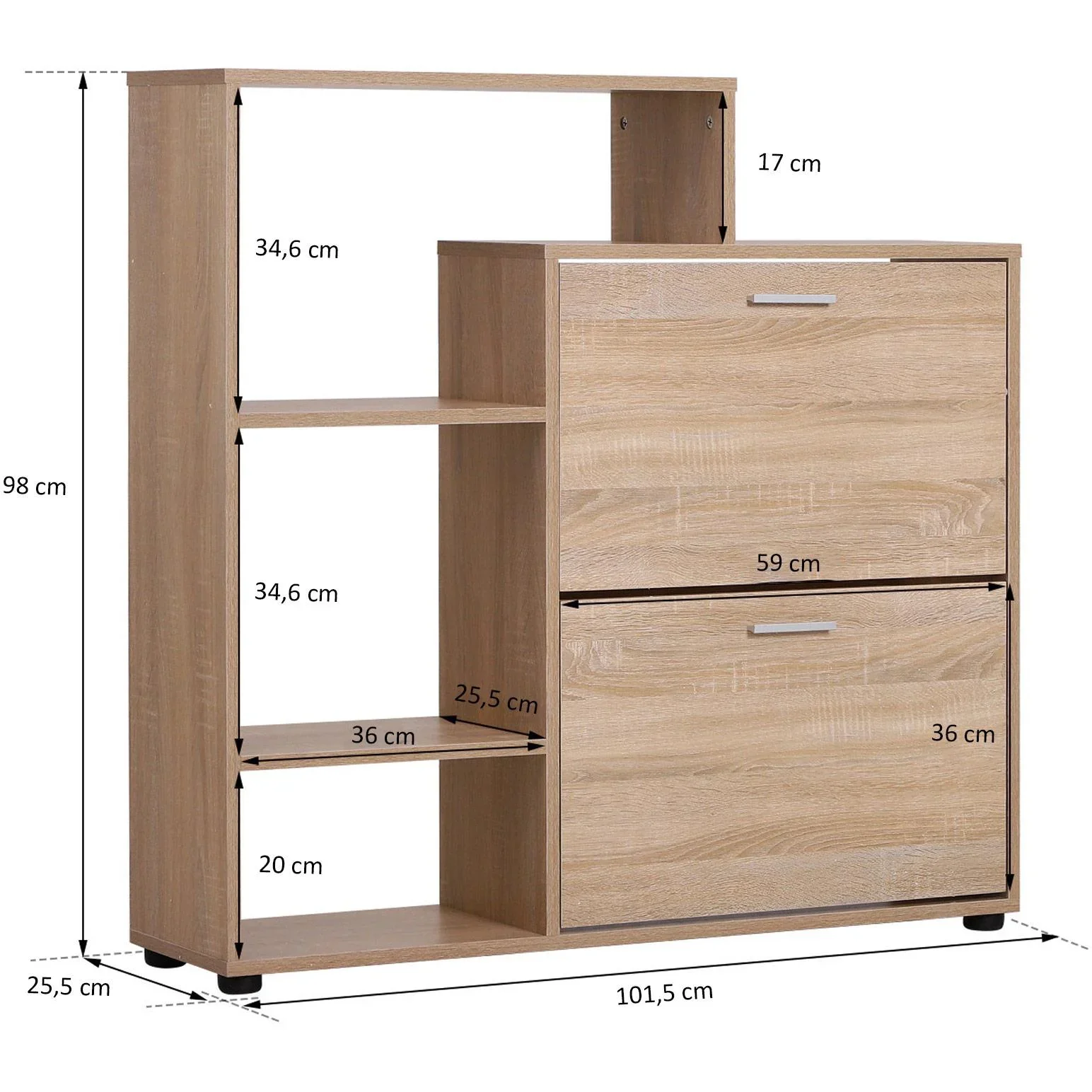 Schuhkipper Schuhschrank Schuhregal Schuhkommode Aufbewahrungsschrank 2 Klappen 20 Schuhe - 2