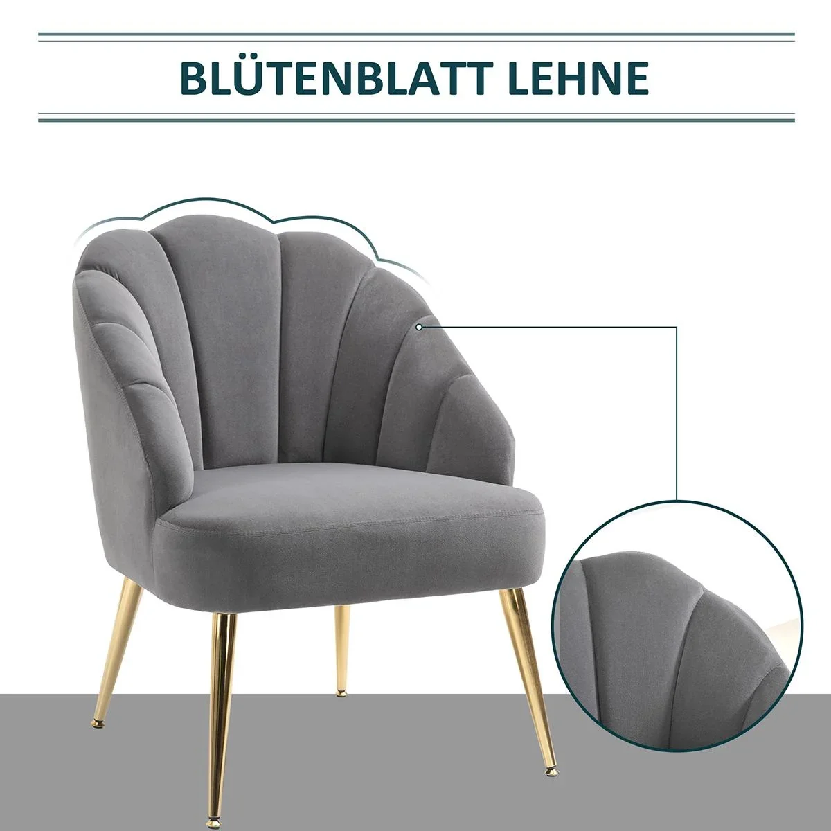 Esszimmerstuhl Wohnzimmerstuhl Bürostuhl Polsterstuhl Retro Design Polyester Stahl Grau+Gold 70 x 63 x 82 cm - 1