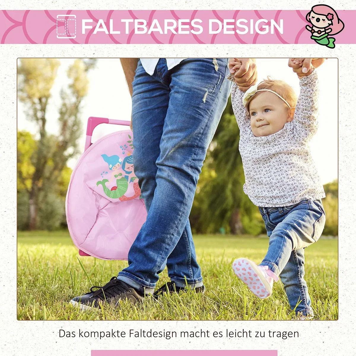 Campingstuhl Klappstuhl für Kinder drinnen und draußen für 3 bis 5 Jahre Ø50 x 49H cm - 1