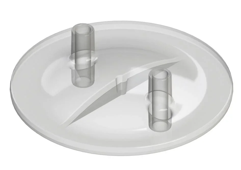 Melkeimerdeckel flach, transparent mit 2 Stutzen, 16mm ID / 20mm AD - 0