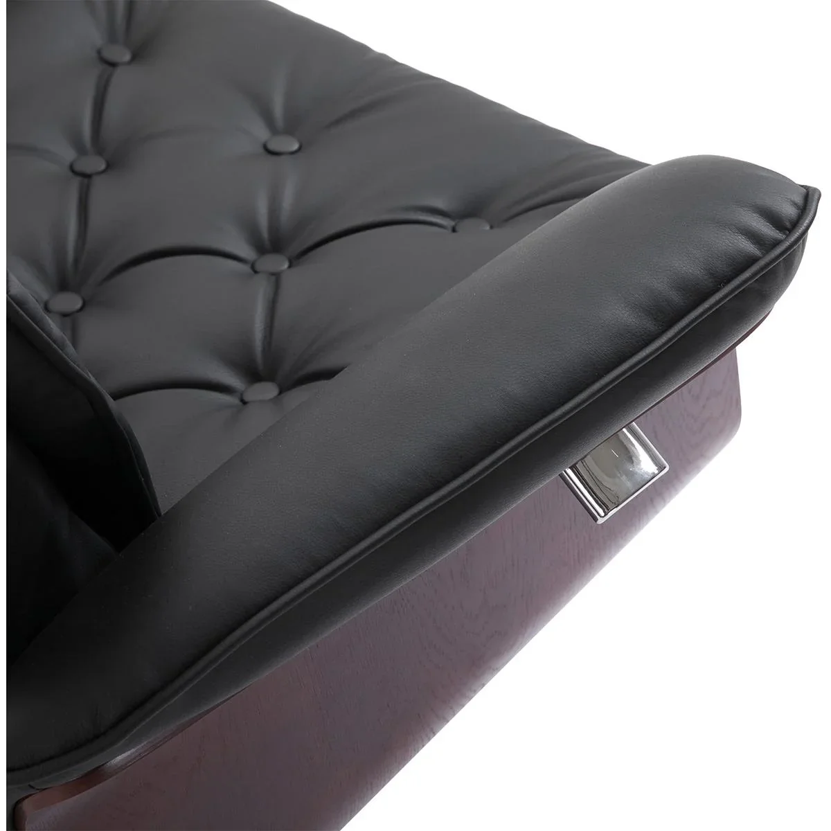 Chesterfield Sessel mit Hocker schwarz - 2