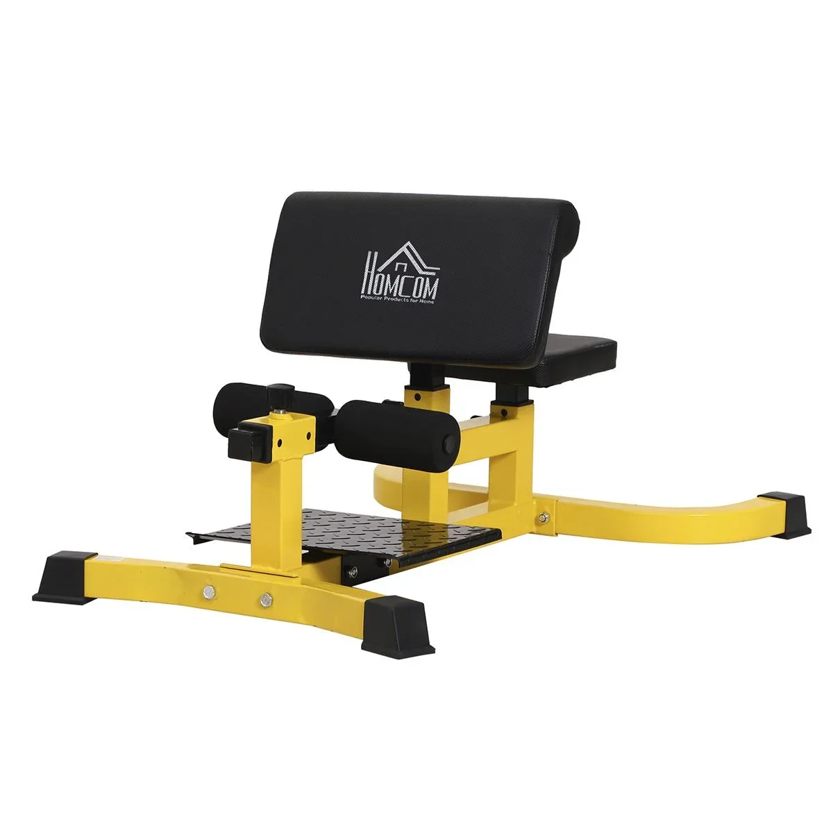 Kniebeugentrainer Beintrainer Bauchtrainer verstellbar rollbar bis 120 kg Stahl Gelb Schwarz 50 x 97 x 46-58 cm Heimtrai - 0