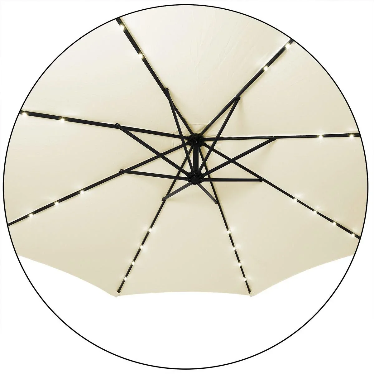 Sonnenschirm Haiti mit LED-Beleuchtung kippbare Creme - Ø 3m - 0