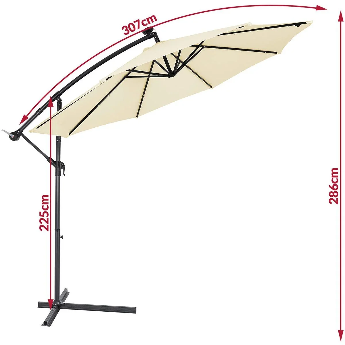 Sonnenschirm Haiti mit LED-Beleuchtung kippbare Creme - Ø 3m - 4