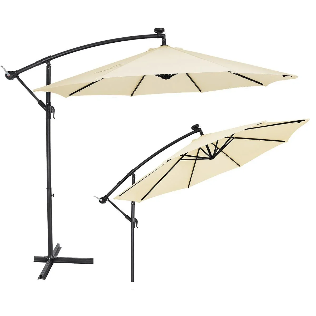 Sonnenschirm Haiti mit LED-Beleuchtung kippbare Creme - Ø 3m - 7