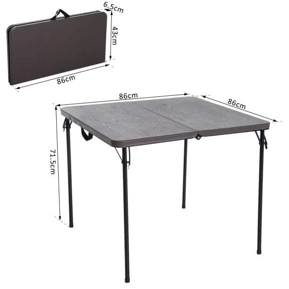 Klapptisch Campingtisch 86x86cm Metall Kaffeebraun - 1