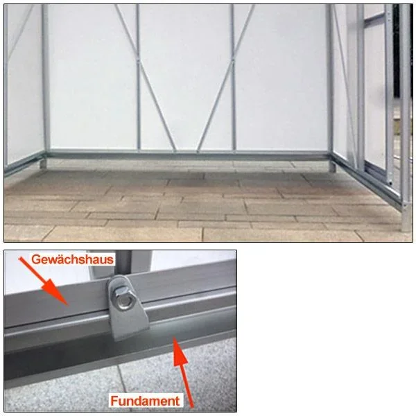 Aluminium-Gewächshaus 7,6 m³ mit Fundament - 5