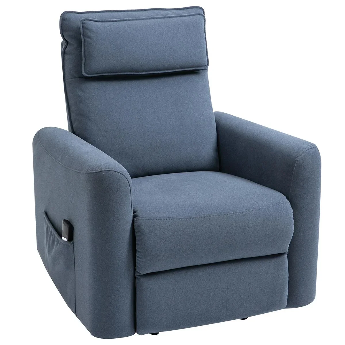 Aufstehsessel Fernsehsessel mit Aufstehhilfe elektrisch Liegefunktion Leinen-Touch Stahl Blau 85 x 89,5 x 105 cm - 0