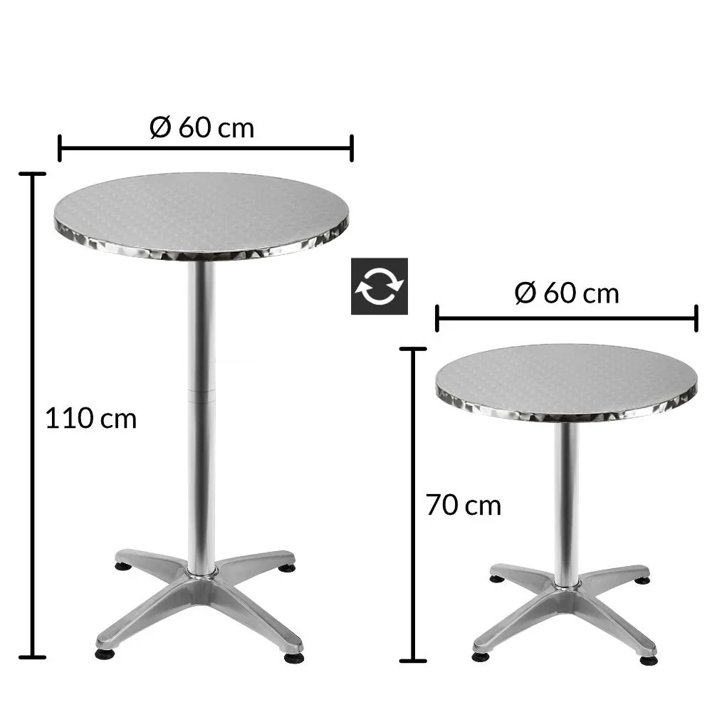 Tisch Aluminium Ø60cm in der Höhe verstellbar - 1