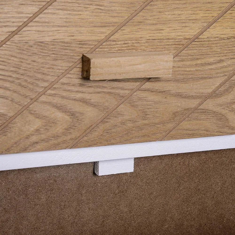 Nachttisch Nachtkommode Flurkommode mit 4 Schubladen Holz weiß+natur 40 x 30 x 75 cm - 5