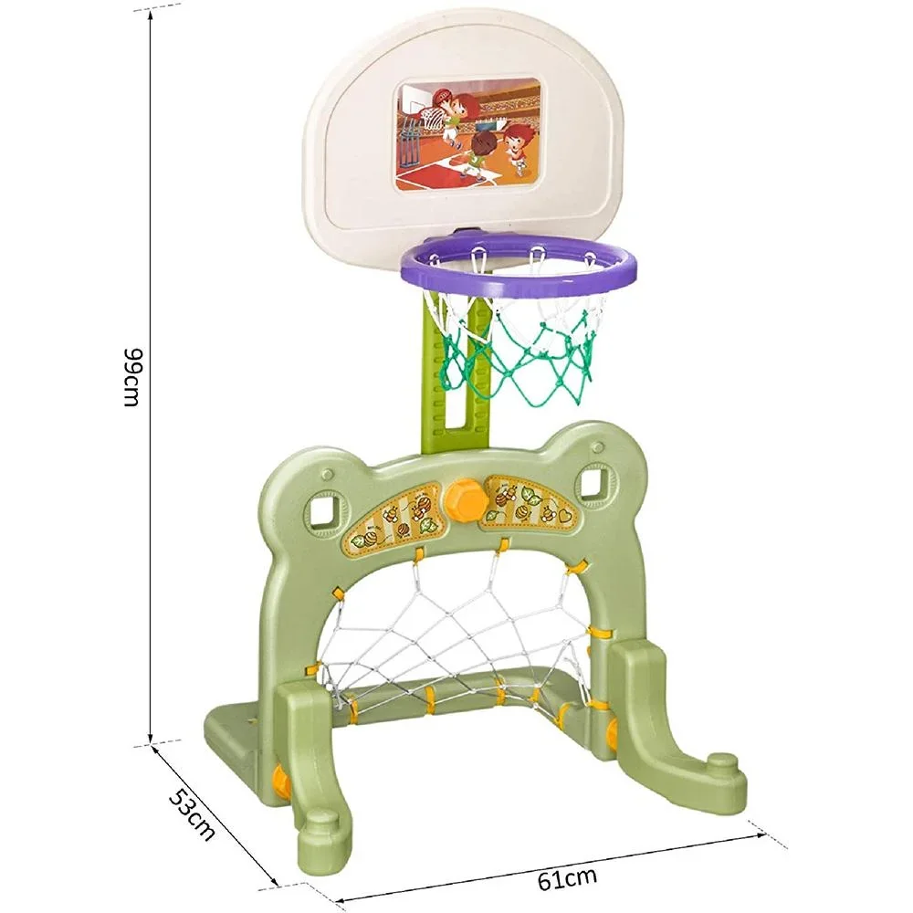 2 in 1 Fußball Basketball Basketballkorb Kinder Spielzeug Ball Grün L61 x B53 x H99 cm - 2