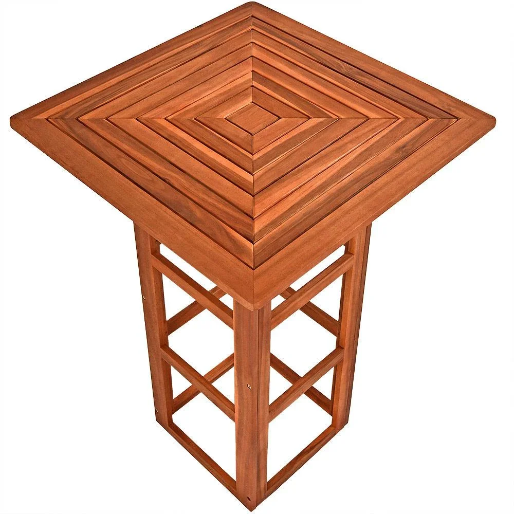 Stehtisch aus Akazienholz 75x75x110cm mit Schirmloch - 0