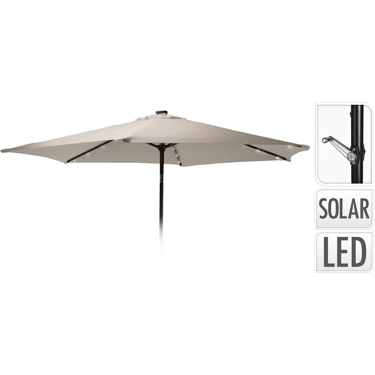 NL Sonnenschirm Solar - Ø 270 cm Aluminium - mit LED-Beleuchtung - Taupe - 0
