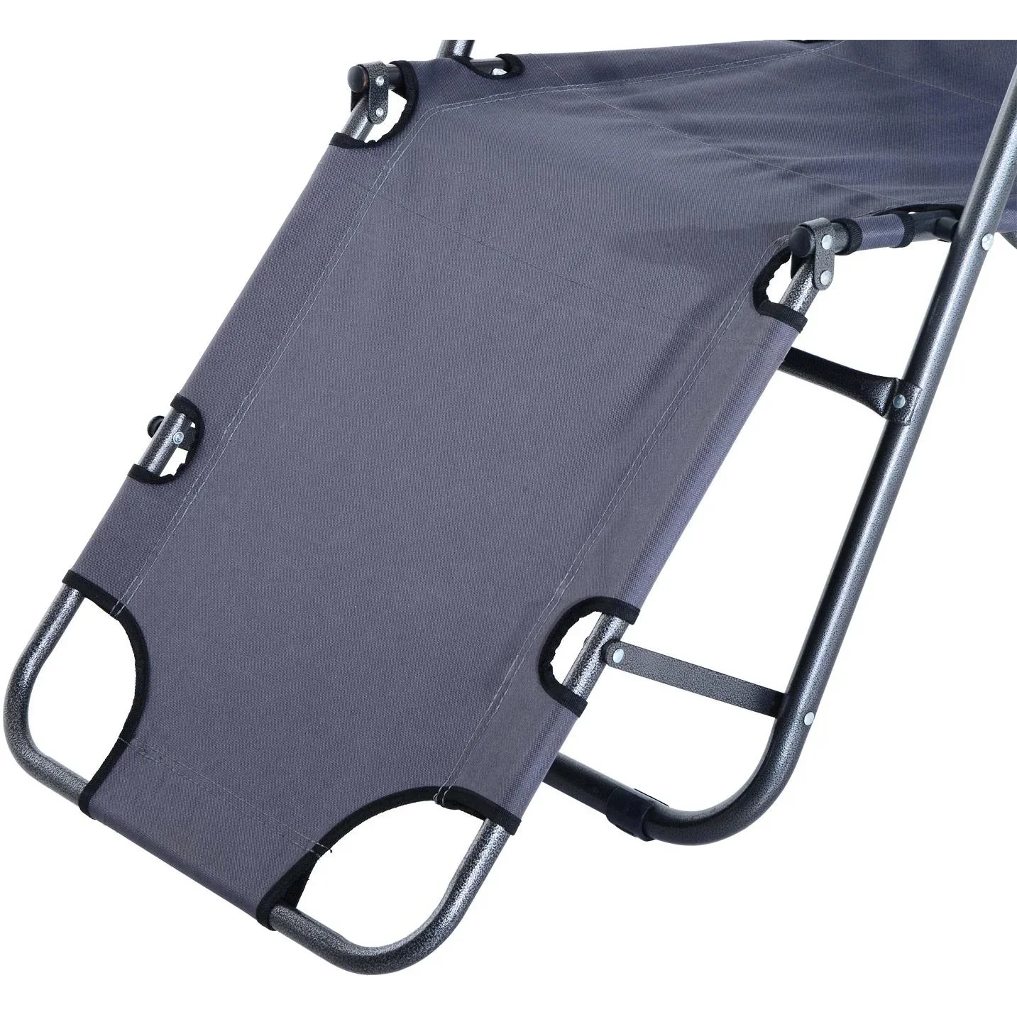 Sonnenliege Strandliege Gartenliege Relaxliege klappbar mit Kissen Strand Metall + Oxfordstoff Grau 135 x 60 x 89 cm - 2