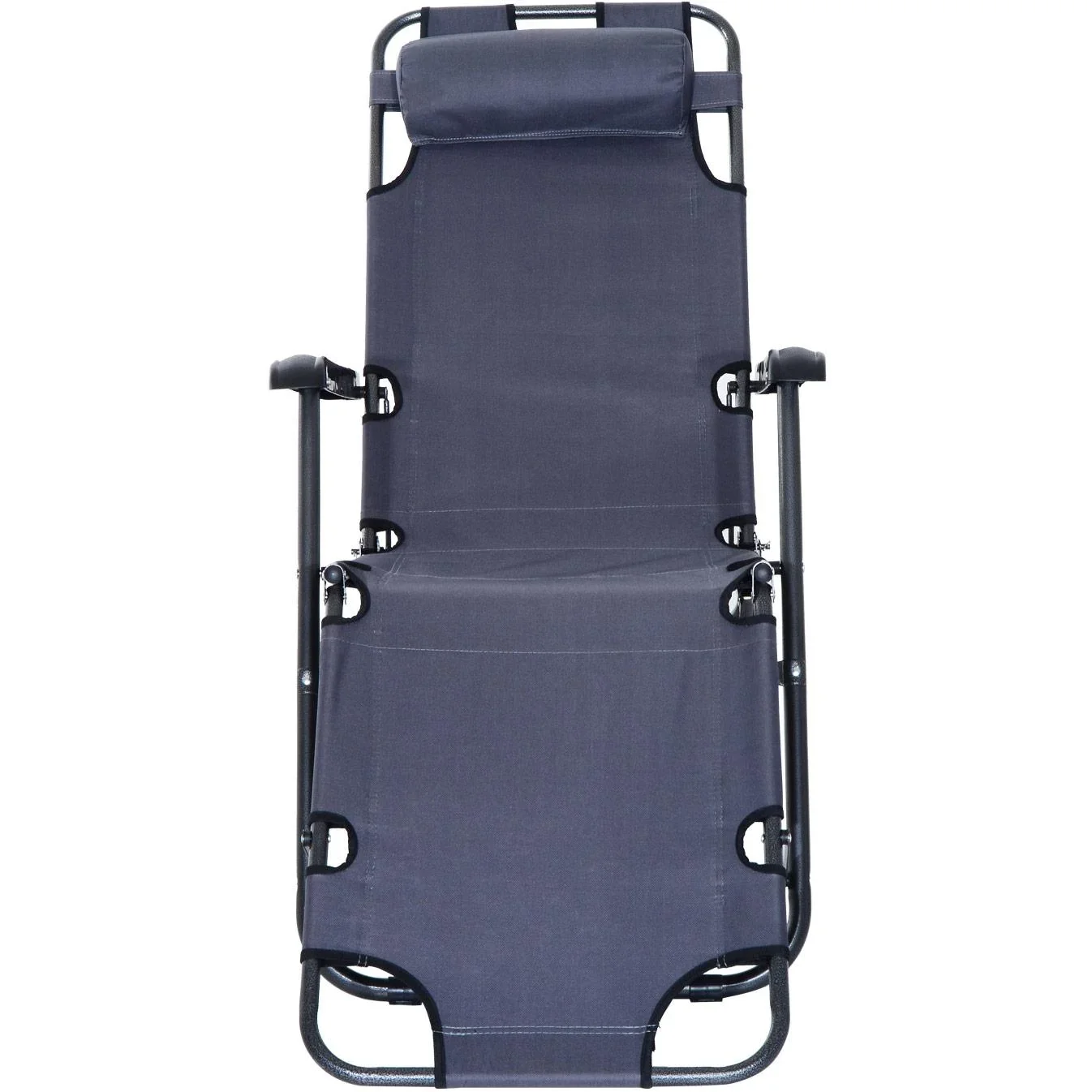 Sonnenliege Strandliege Gartenliege Relaxliege klappbar mit Kissen Strand Metall + Oxfordstoff Grau 135 x 60 x 89 cm - 5