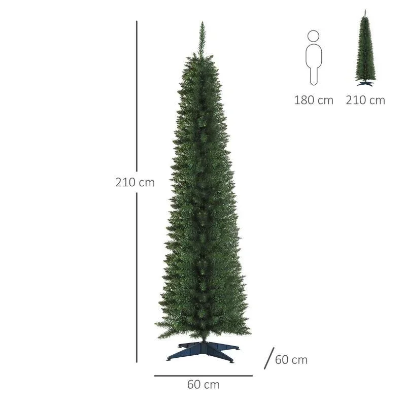 Weihnachtsbaum Tannenbaum mit Kunststoffständer 499 Spitzen PVC Grün Ø60 x 210 cm - 1