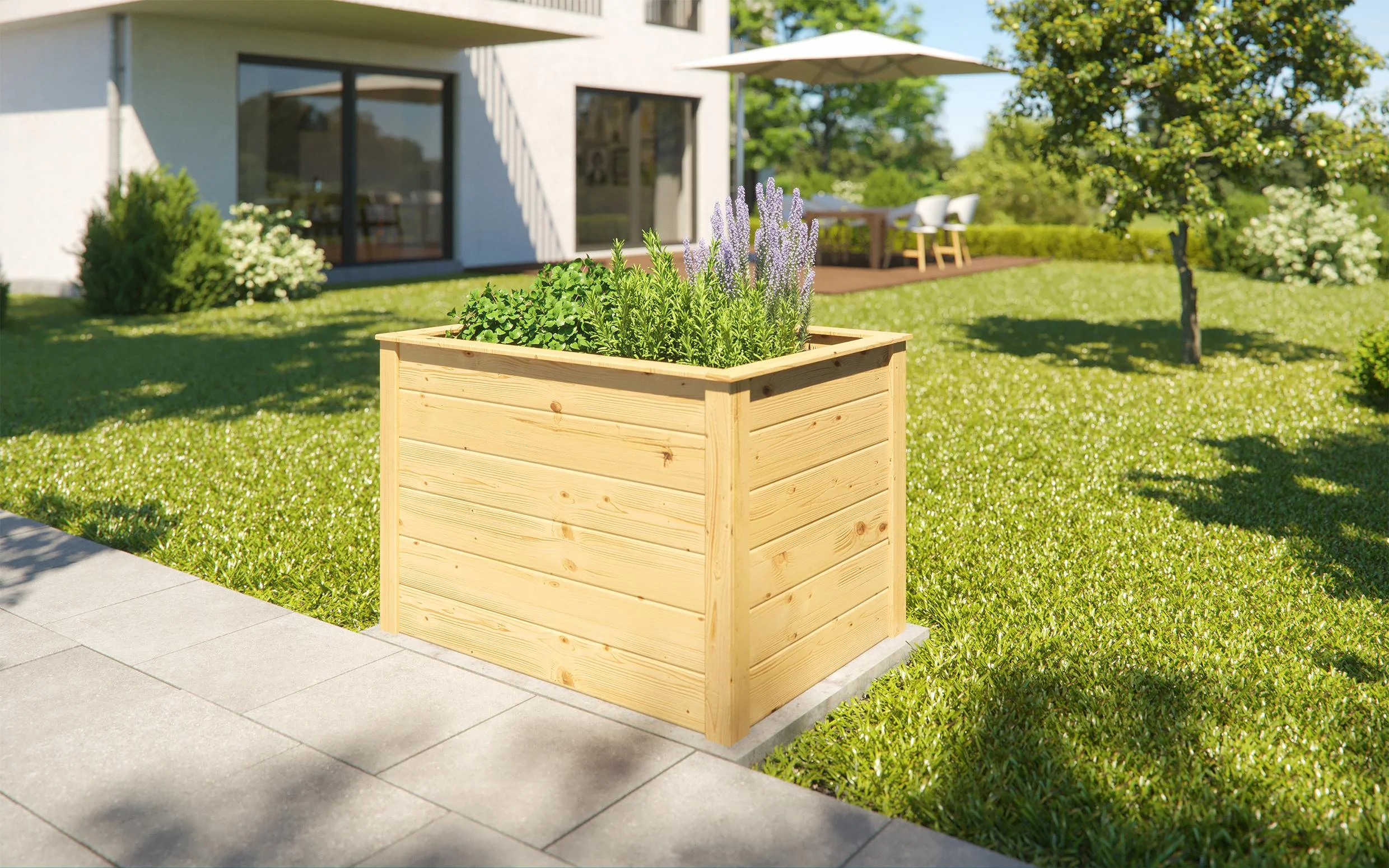 Element-Hochbeet Modular, Wandstärke 21 mm, natur, 100 x 71 x 69 cm - 2