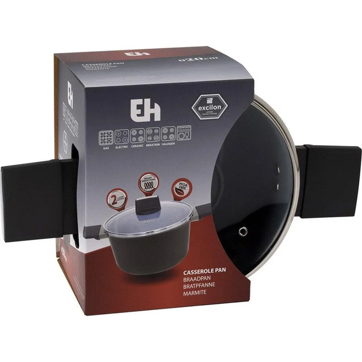 Kasserolle - Eintopf mit Deckel - 20 cm - Schwarz Kasserolle - Eintopf mit Deckel - 20 cm - Schwarz - 1