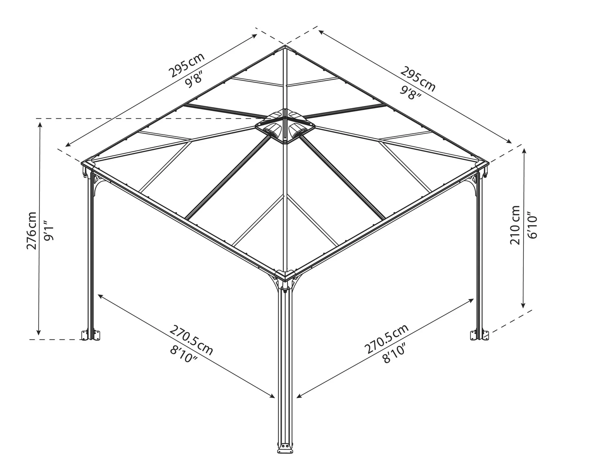 Pavillon „Palermo™ 3000“, Anthrazit, 295 x 295 x 276 cm - 7