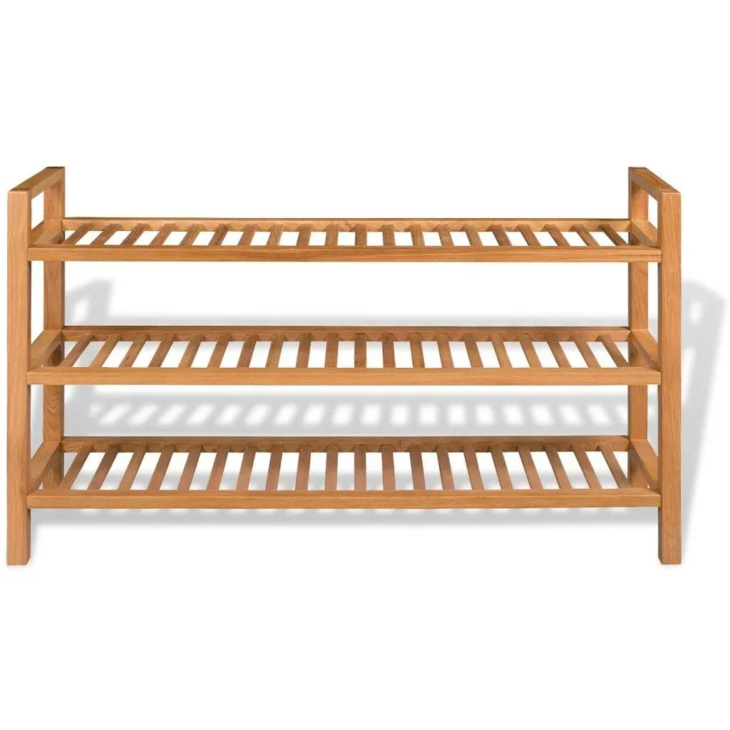 Schuhregal mit 3 Fachböden 100x27x59,5 cm Eiche massiv - 1