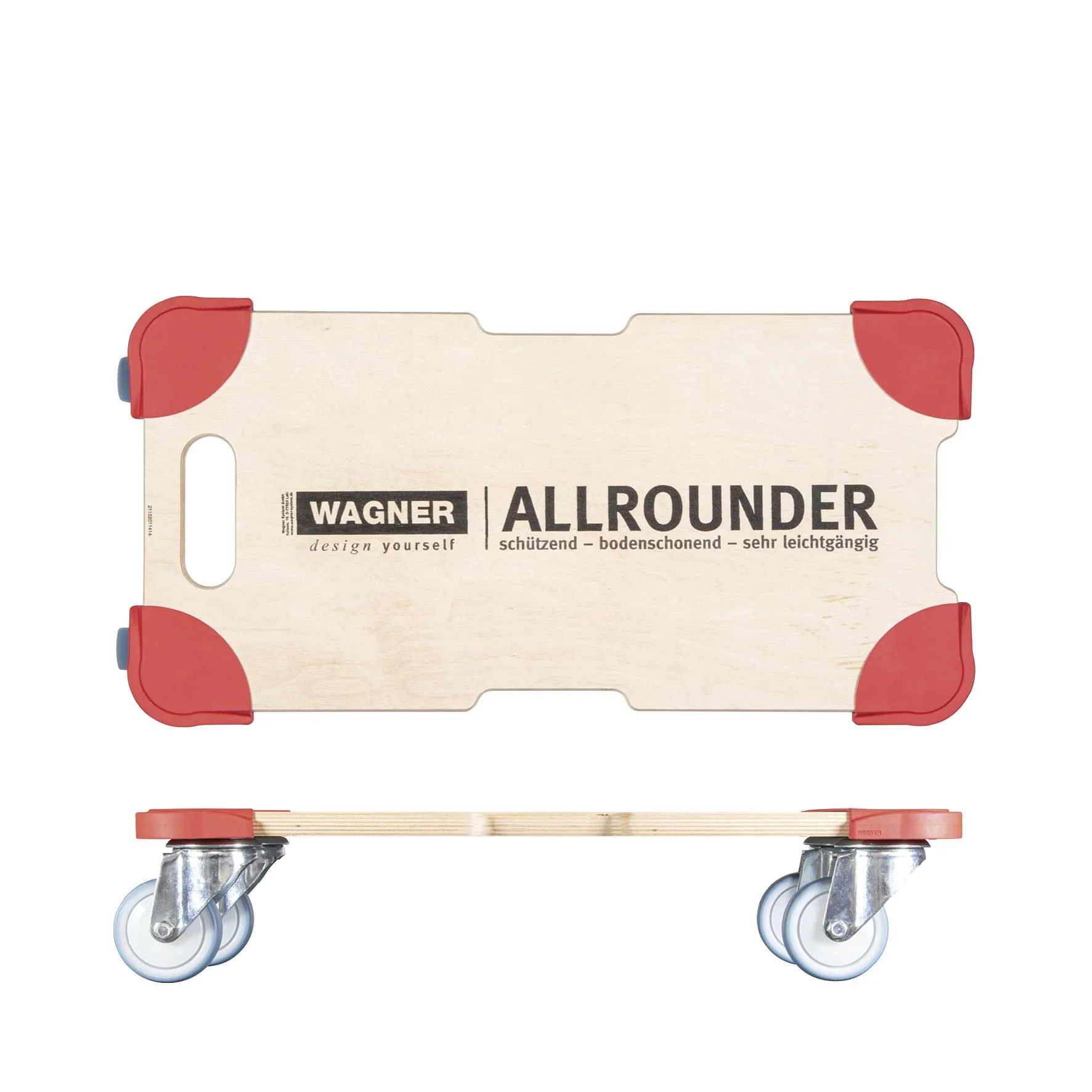 Transporthilfe MM 1322, 59 x 29 x 11 cm, softe Rollen Ø 80 mm Kugellager, Kantenschutz Multiplex FSC®, Tragkraft 400 kg - 0