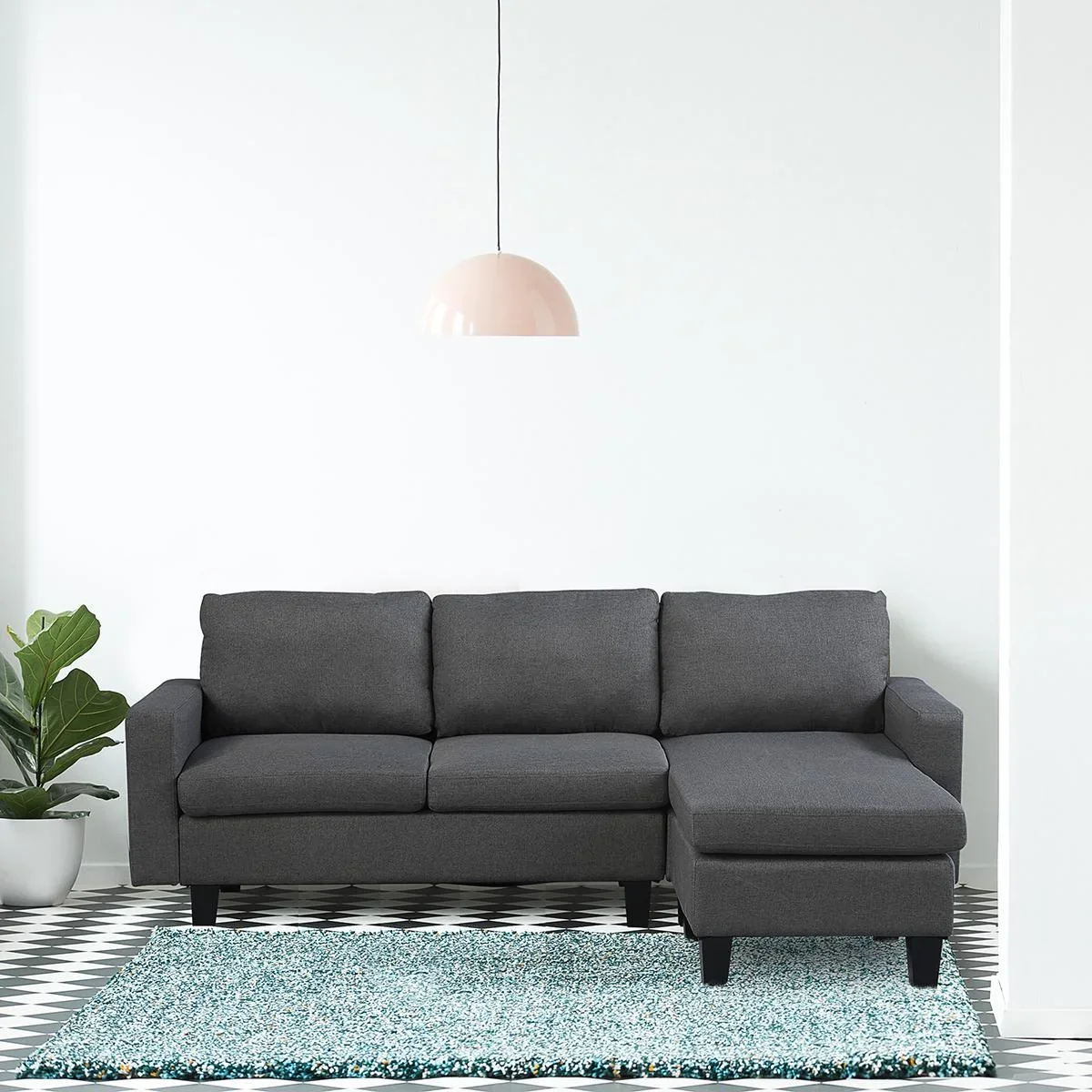 Ecksofa Stoffsofa Eckcouch Couchgarnitur mit Chaiselongue L-Form Leinen Grau - 3