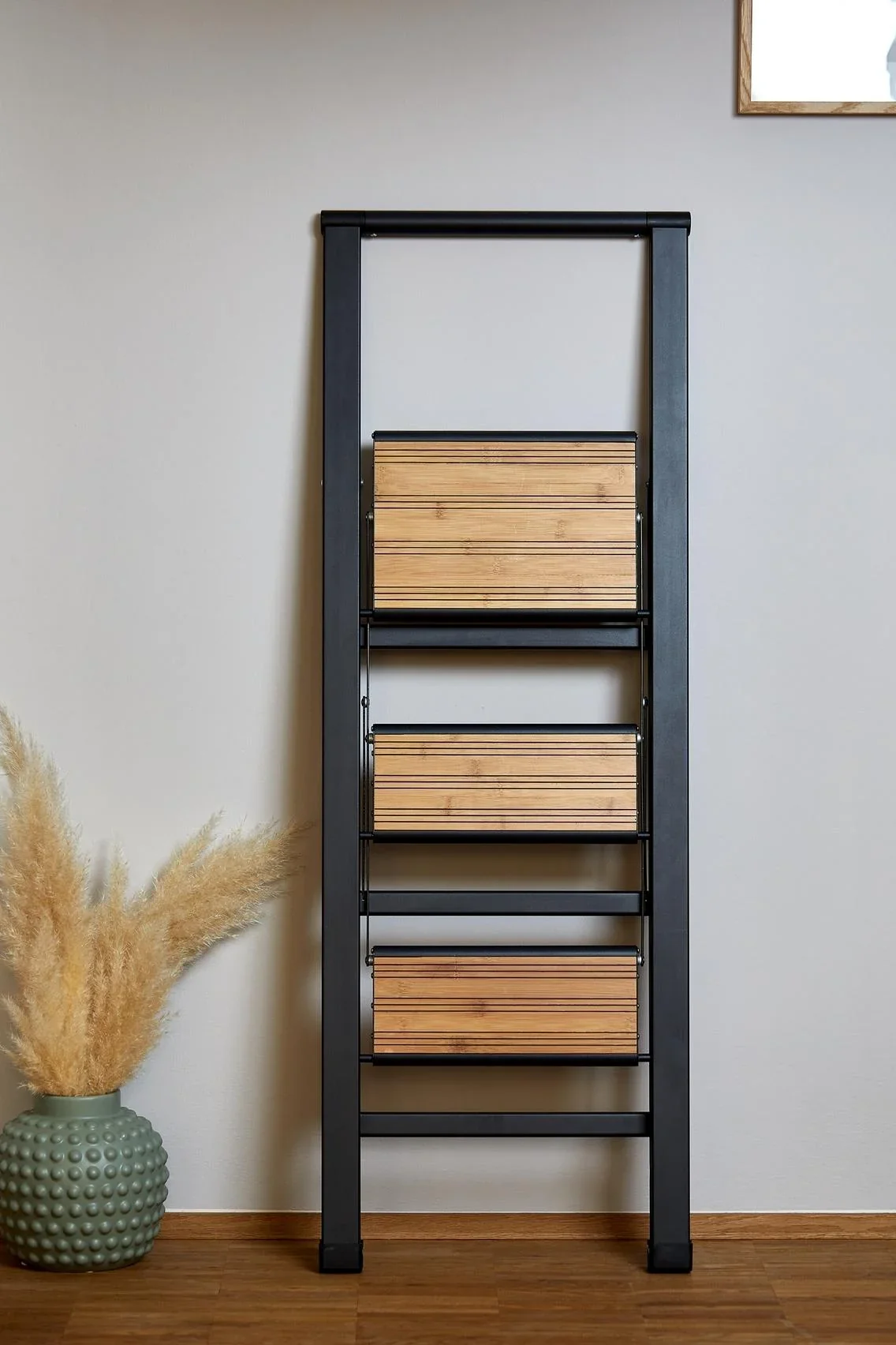 Alu-Design Klapptrittleiter 2-stufig Schwarz, rutschfeste Haushaltsleiter, Sicherheits-Stehleiter - 2