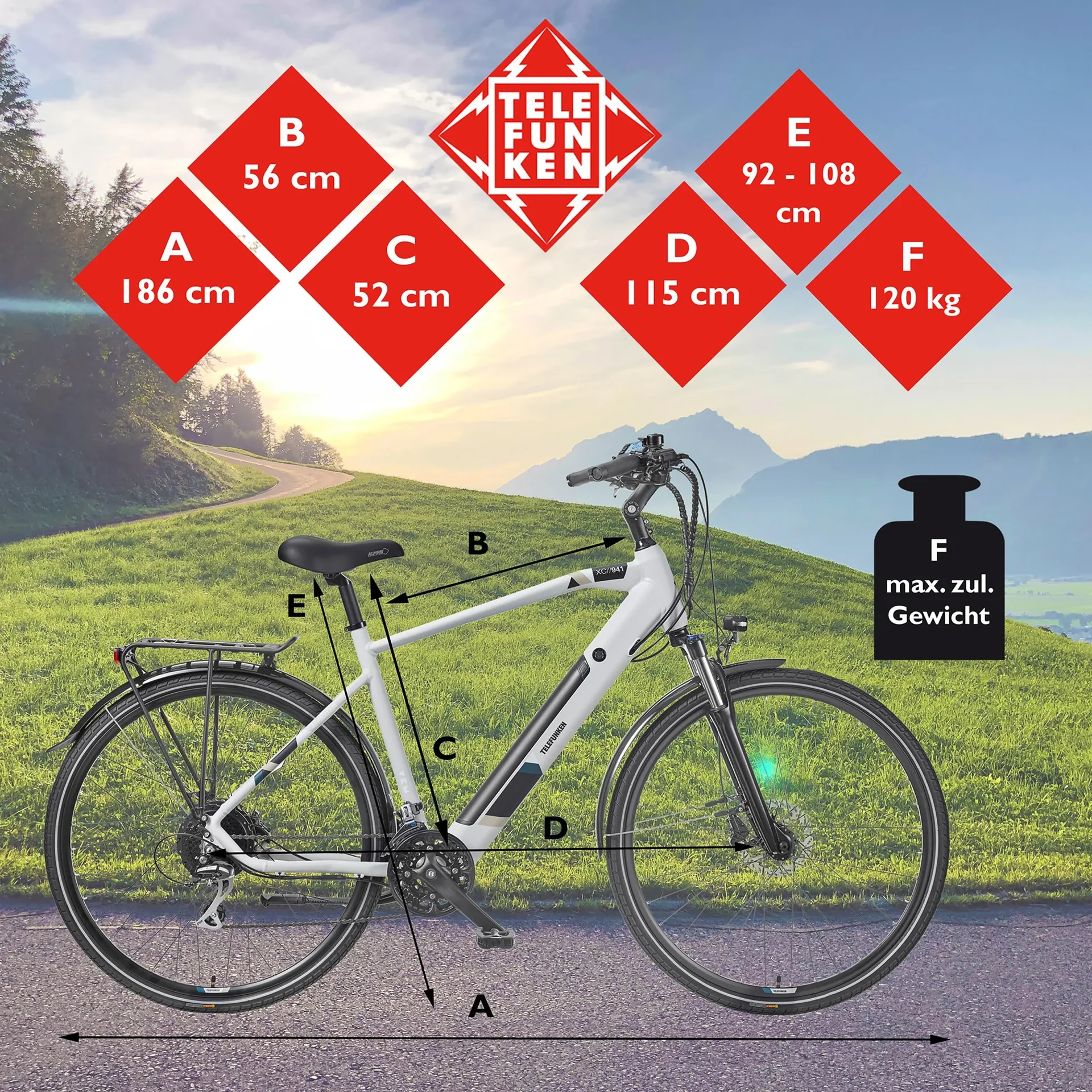 Herren Alu Trekking E-Bike, 28 Zoll, Rahmenhöhe 50 cm, 24-Gang Kettenschaltung, kreide, XC941 Expedition - 2