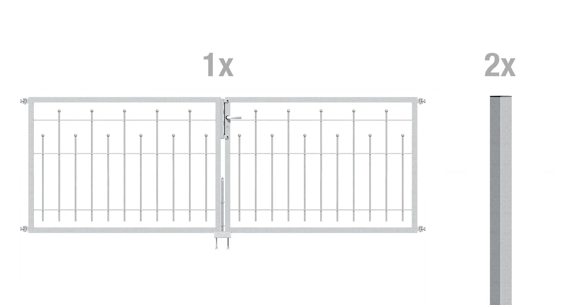Doppeltor-Set Madrid inkl. Pfosten 3 x 1 m feuerverzinkt - 0