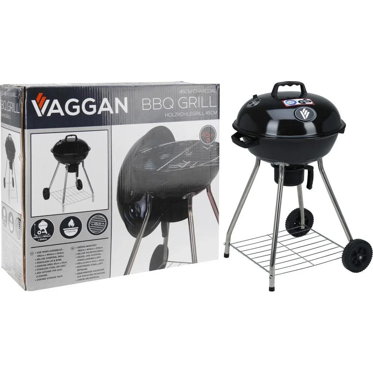Vargan Kugelgrill - Holzkohlegrill - Grillfläche Ø 45 cm - 3