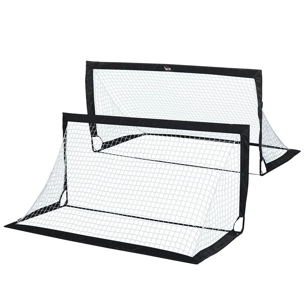 Fußballtore, Fußballnetz, 2er Set Minitore, Faltbar, Stahl, Tetrolon, Schwarz, 186 x 90 x 89 cm - 0