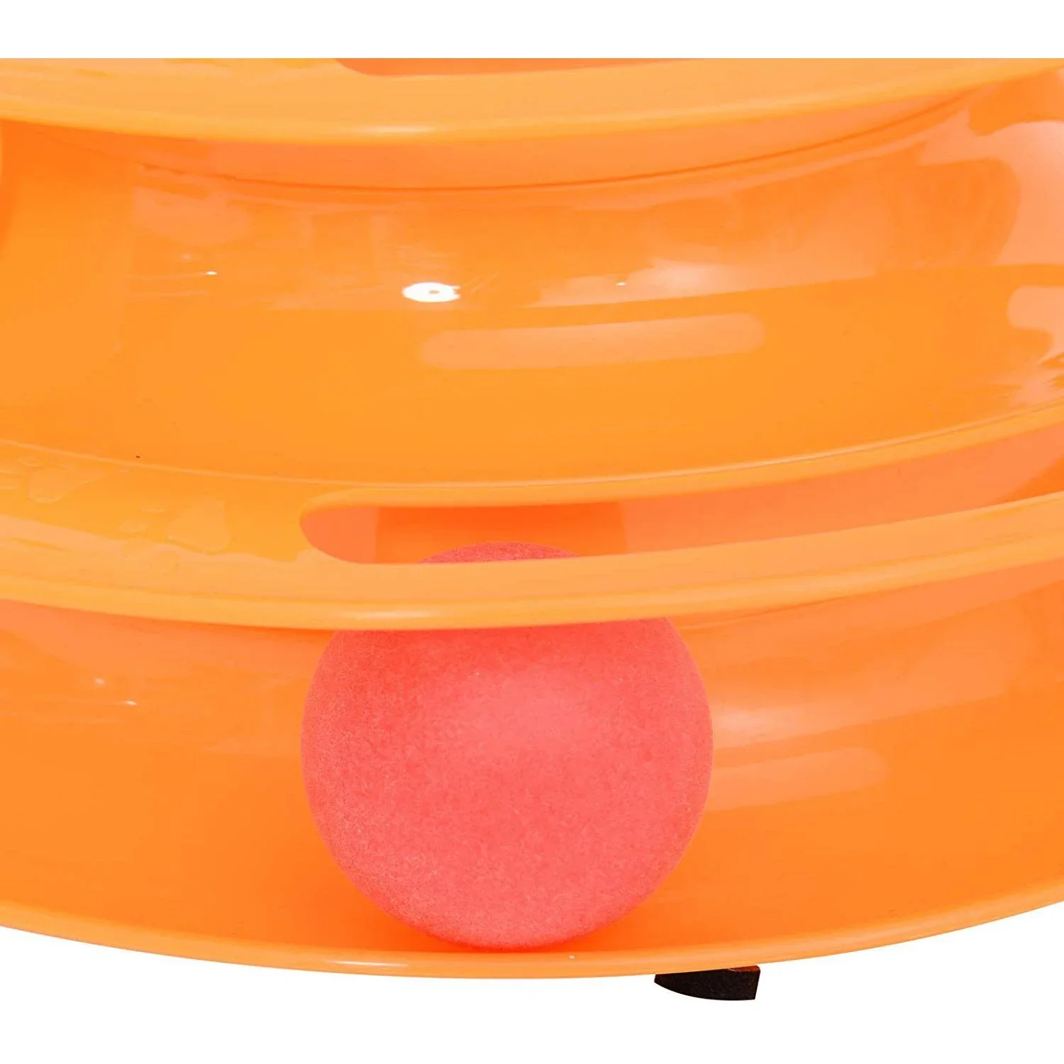 Katzen Spielturm Spielzeug Kugelbahn Kreisel mit 3 Bällen 3 Etagen Orange - 1