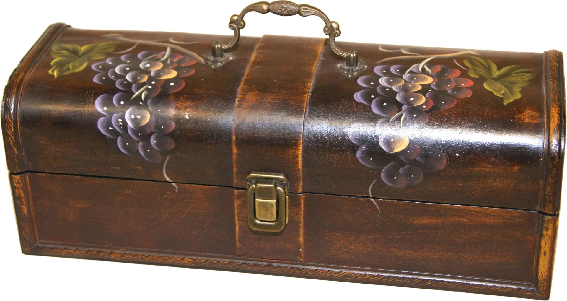 Geschenk-Box aus Holz mit Griff und 1 Flasche Goldtraum, 750 ml - 0