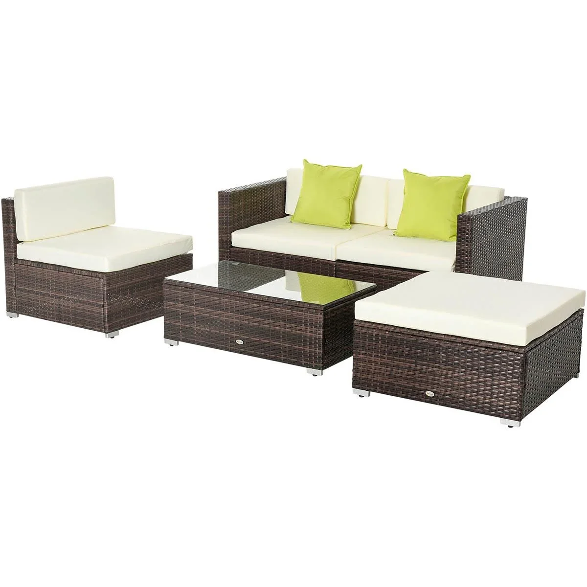 Gartenmöbel Lounge Set 5-teilig mit Beistelltisch Rattanlook - 2