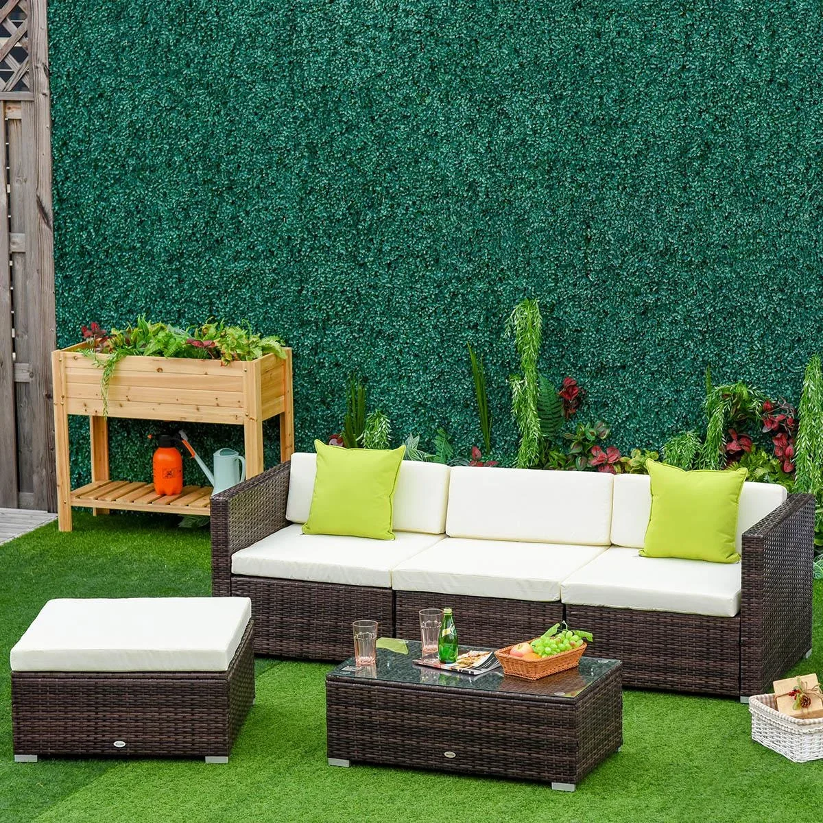 Gartenmöbel Lounge Set 5-teilig mit Beistelltisch Rattanlook - 4
