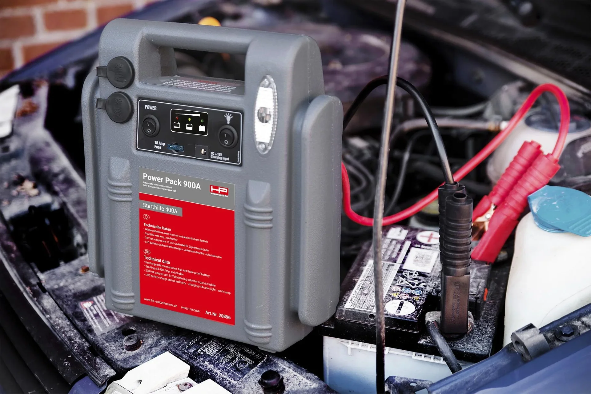 Powerpack 900 A - 15 AH - 12 Volt - 3 in 1 - Starthilfe - Arbeitsleuchte - Energie-Station - 2