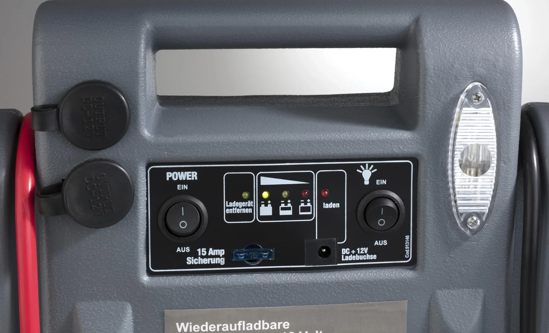 Powerpack 900 A - 15 AH - 12 Volt - 3 in 1 - Starthilfe - Arbeitsleuchte - Energie-Station - 6