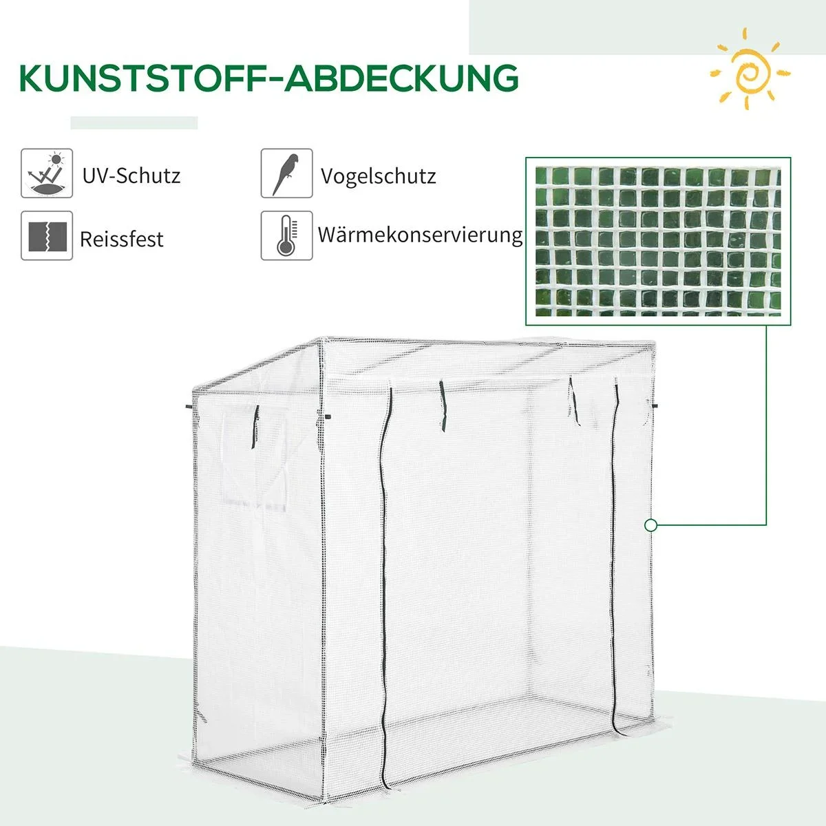Gewächshaus Treibhaus Tomatenhaus mit 2 Fenstern Frühbeet 200x73x168cm Weiß - 1