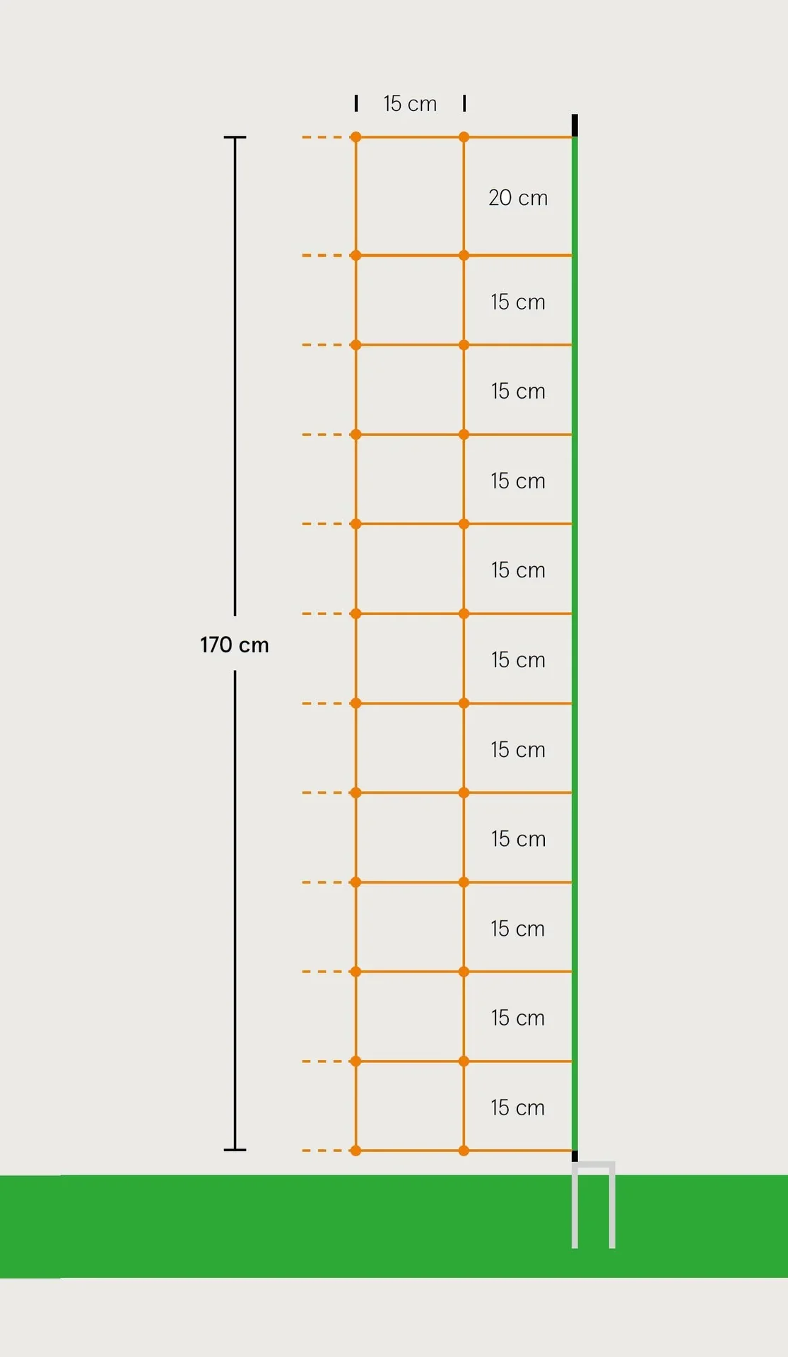 Mustang 170 cm mit Doppelspitze, 25 m - 1