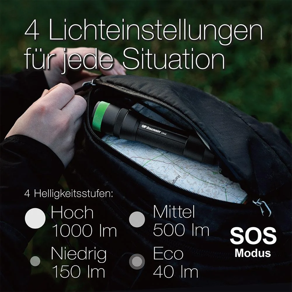 DISCOVERY wiederaufladbare Akku Taschenlampe mit 1000 Lumen, IPX7 - 0