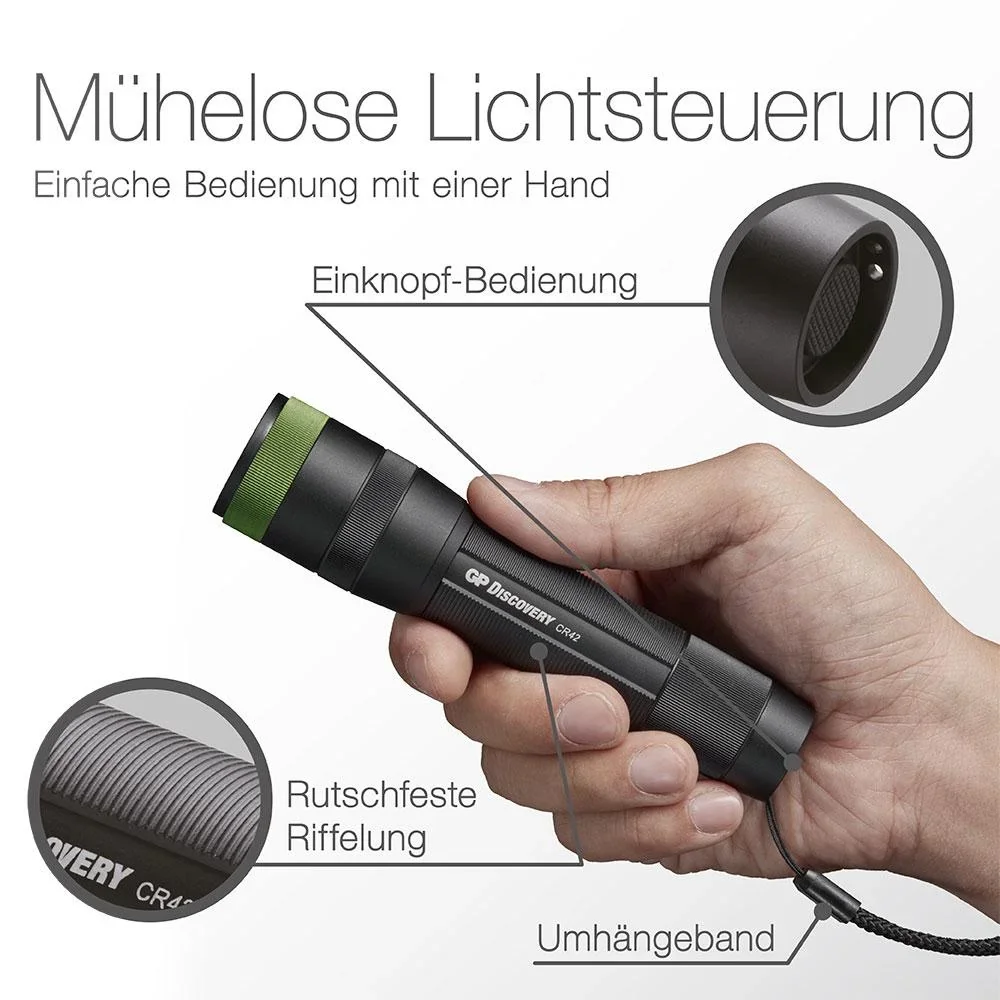 DISCOVERY wiederaufladbare Akku Taschenlampe mit 1000 Lumen, IPX7 - 8
