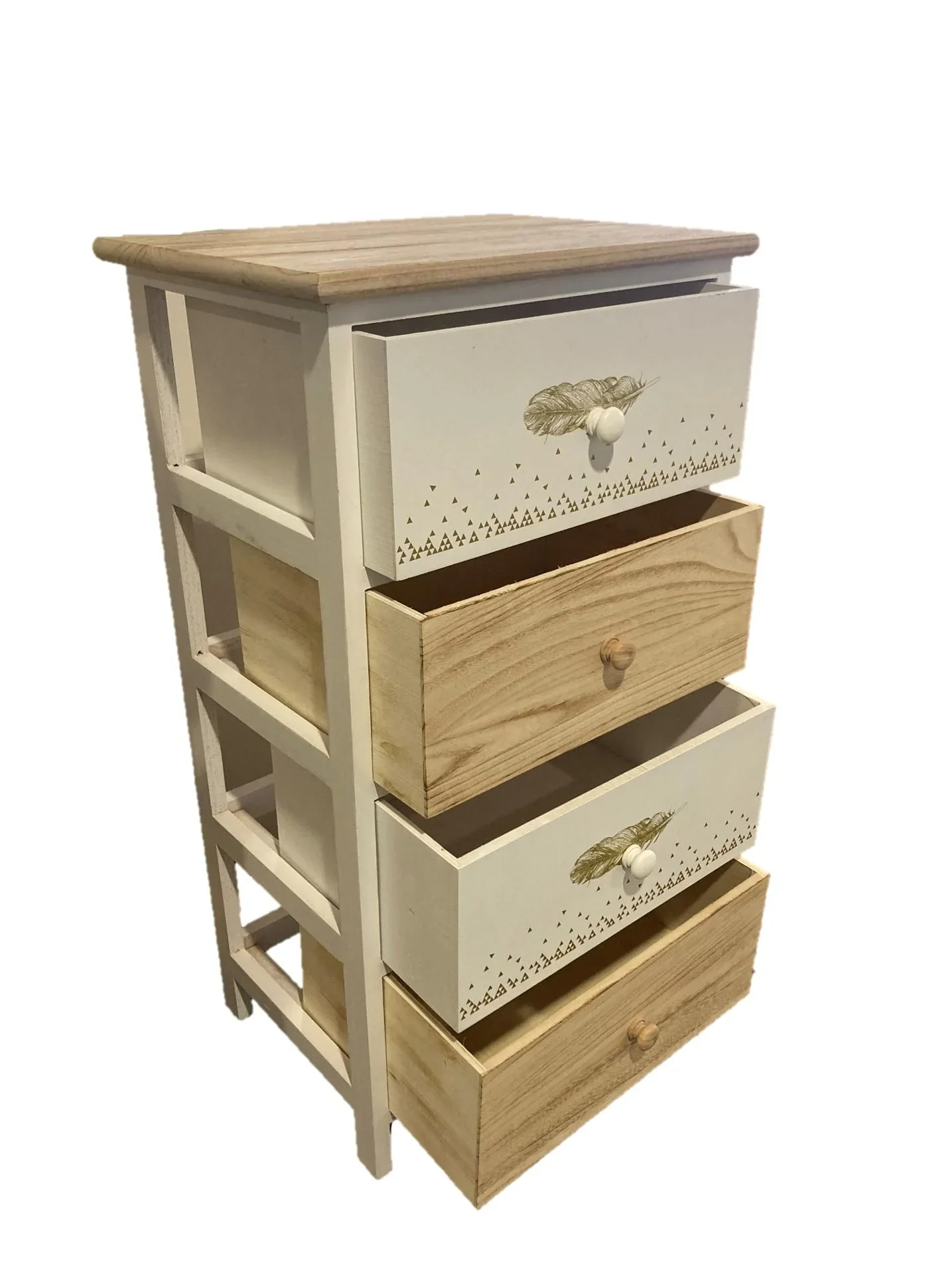 Kommode aus Holz mit 4 Schubladen weiss und Natur - 2