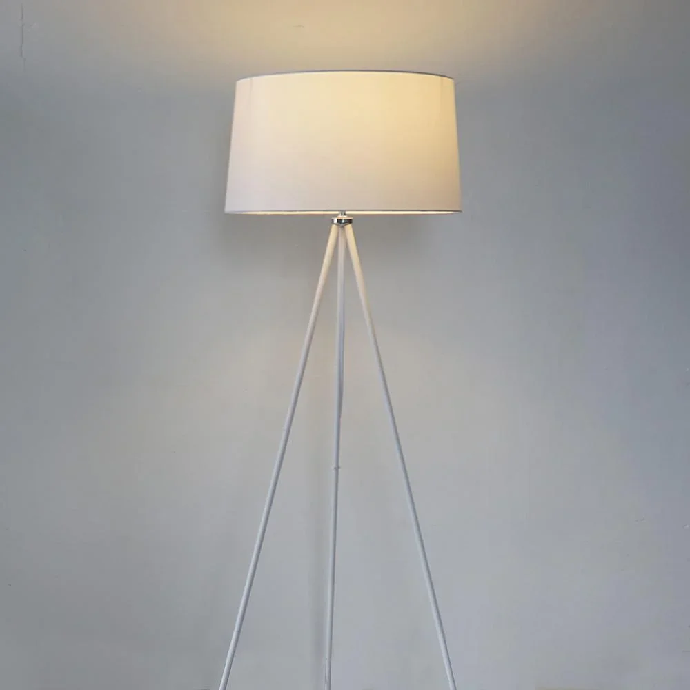 Stehlampe Tripod Schlafzimmer Standleuchte Stehleuchte 40W Metall weiß ?48 x 156 cm - 3