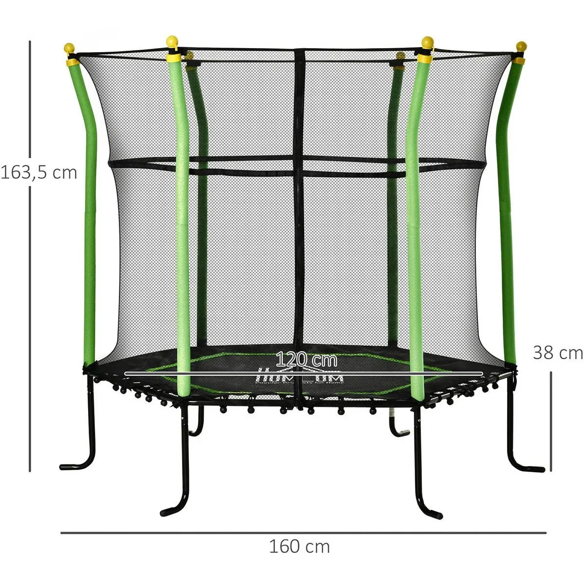 Trampolin für Kinder mit Sicherheitsnetz Stahl grün 163,5H cm bis zu 60 kg - 0