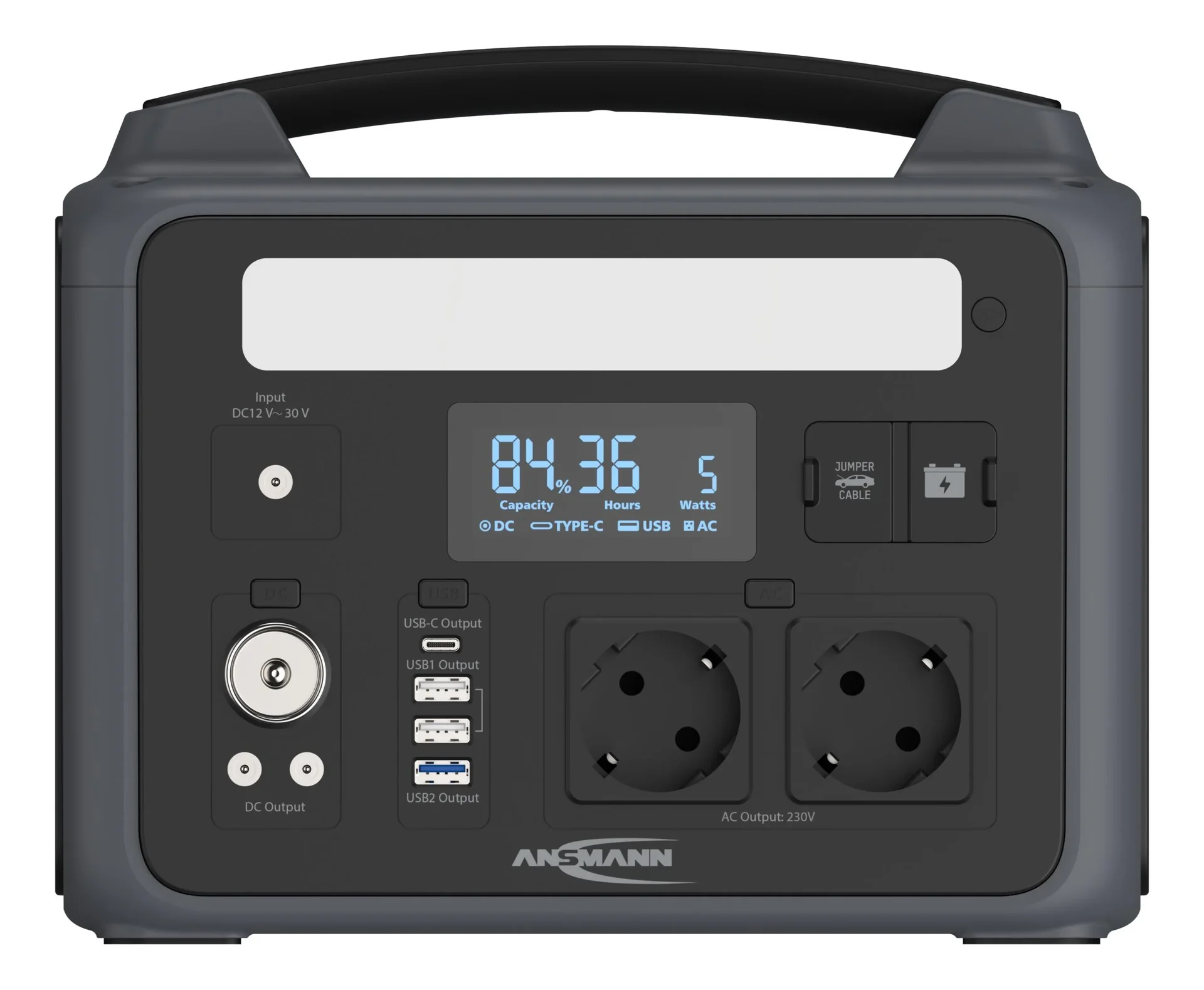 Powerstation mit LED Lampe, AC Steckdosen, Autosteckdose und USB, 600 Watt - 5