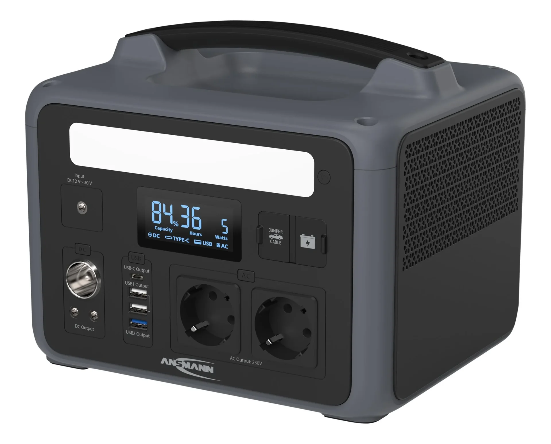 Powerstation mit LED Lampe, AC Steckdosen, Autosteckdose und USB, 600 Watt - 9