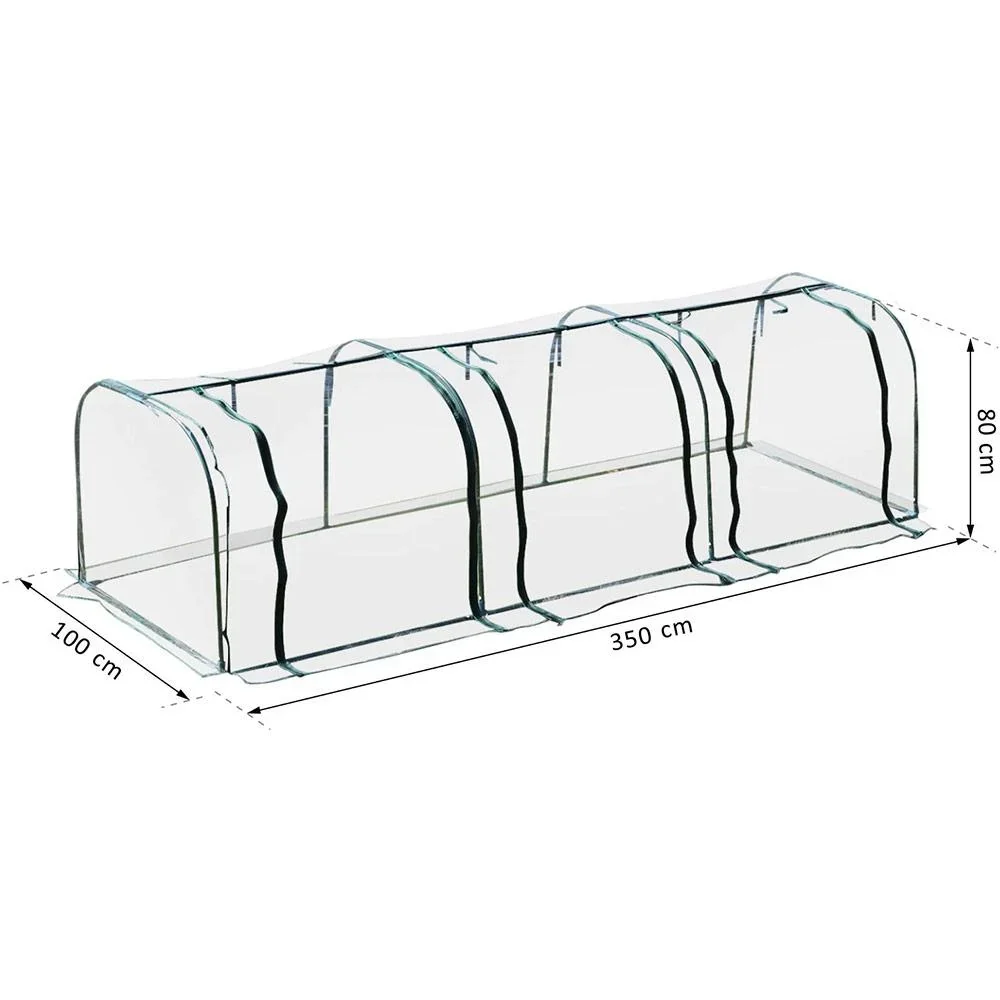 Folientunnel mit 3 Türen transparent/dunkelgrün - 0