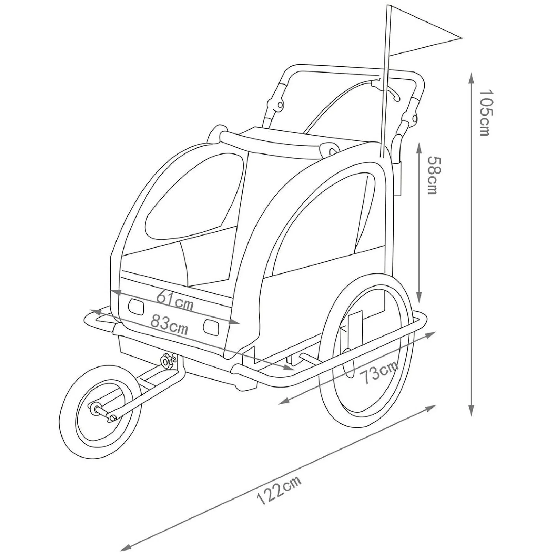 2 in1 Kinderfahrradanhänger / Jogger weiß-schwarz - 3