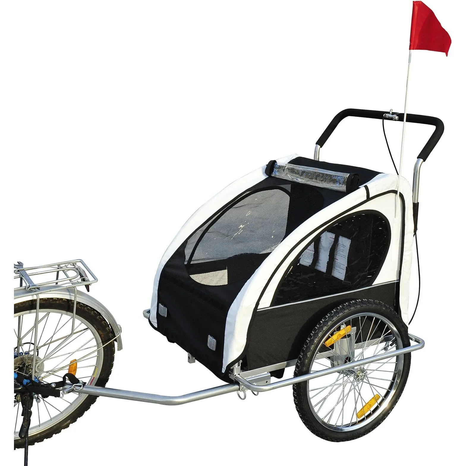 2 in1 Kinderfahrradanhänger / Jogger weiß-schwarz - 4