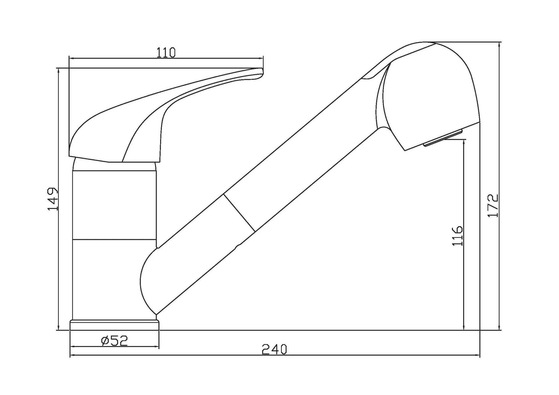 SUPRA Spültischarmatur, chrom, mit herausziehbarer Geschirrbrause - 0